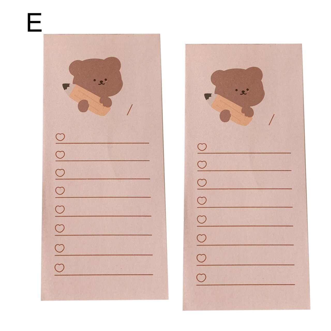 2Pcs/100 Sheets Note Pad Long Strip Lined Stationery Cute Bear Pattern Message Pad For Students